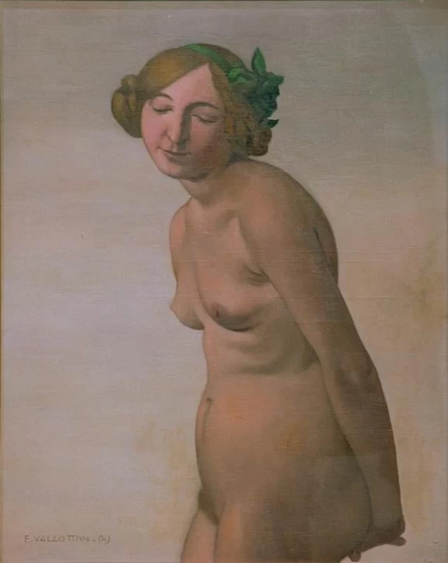 Nudo femminile con fiocco verde